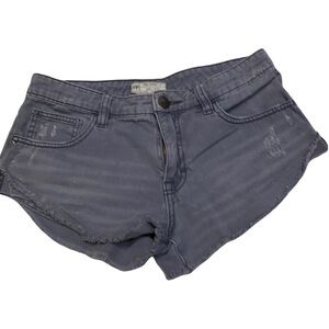 Free People distressed denim Micro shorts, frayed hem and a low-rise Gray SZ 25
